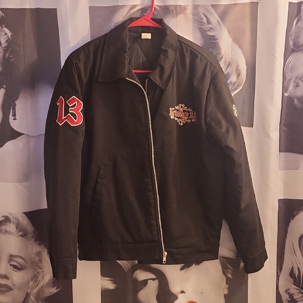 Lucky Brand Black Bomber Jacket with Red Graphics - Picture 6 of 6